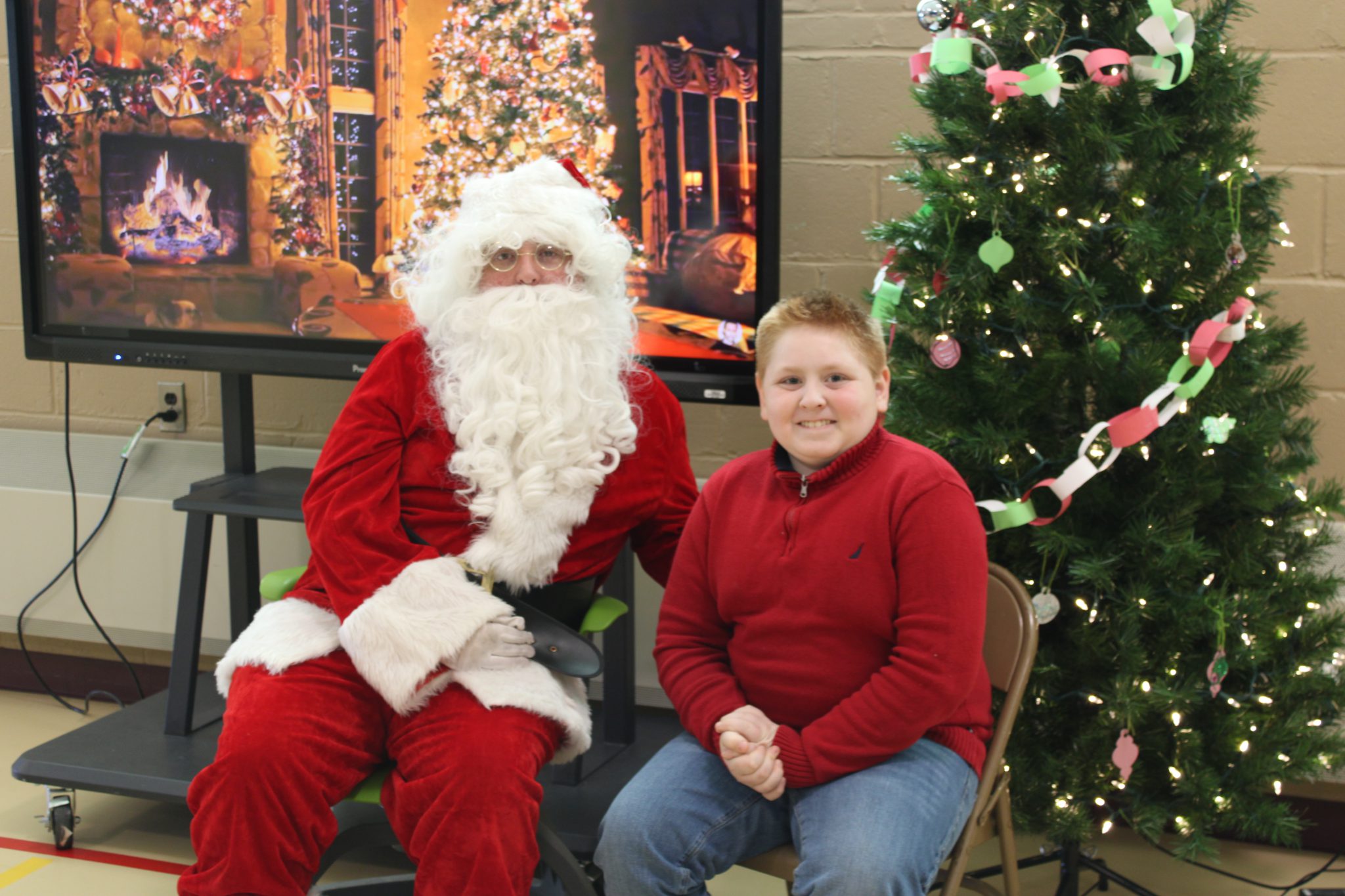 St. Nick visits with students at Meco Academy - HFM BOCES, Johnstown